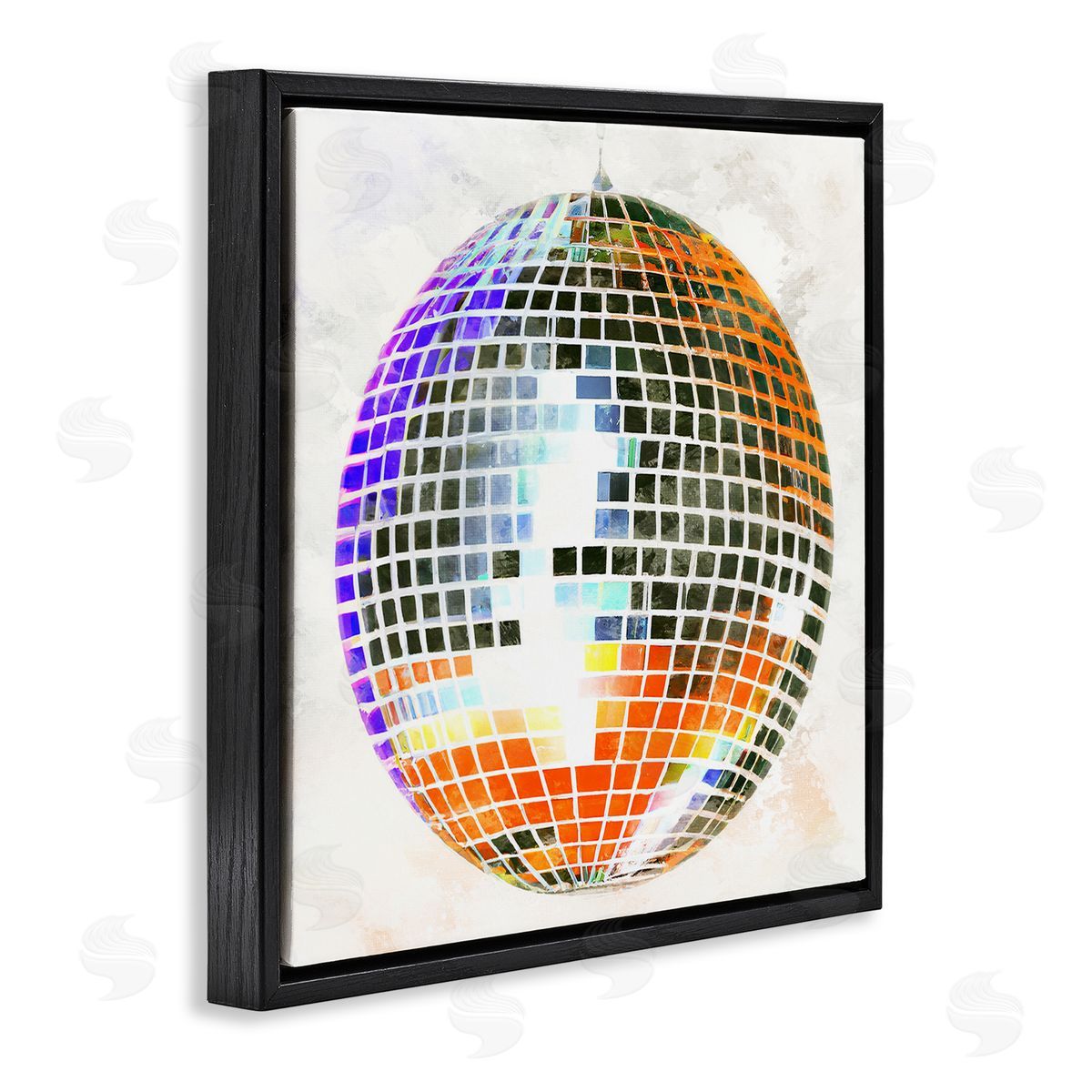 Ziwei Li Vivid Disco Ball Pattern Black Floating Frame Canvas Wall Art Print