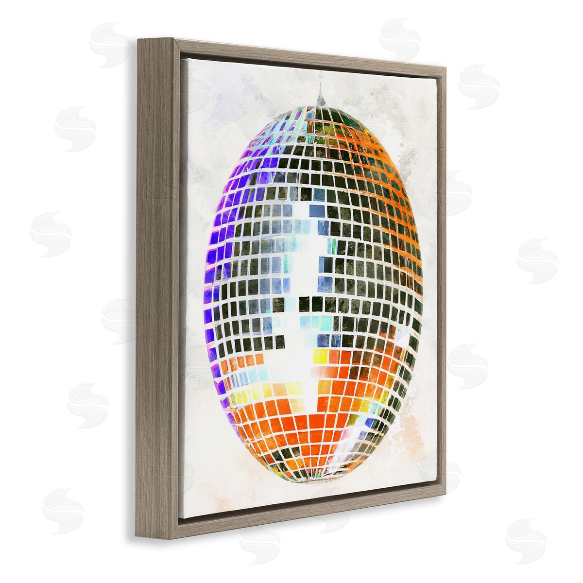 Ziwei Li Vivid Disco Ball Pattern Brown Floating Frame Canvas Wall Art Print