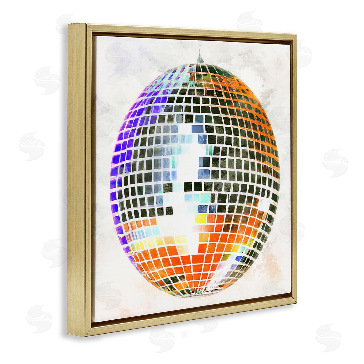 Ziwei Li Vivid Disco Ball Pattern Gold Floating Frame Canvas Wall Art Print