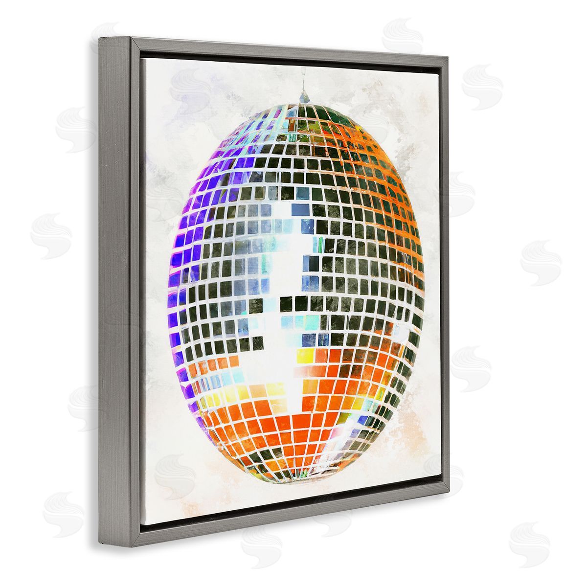Ziwei Li Vivid Disco Ball Pattern Gray Floating Frame Canvas Wall Art Print