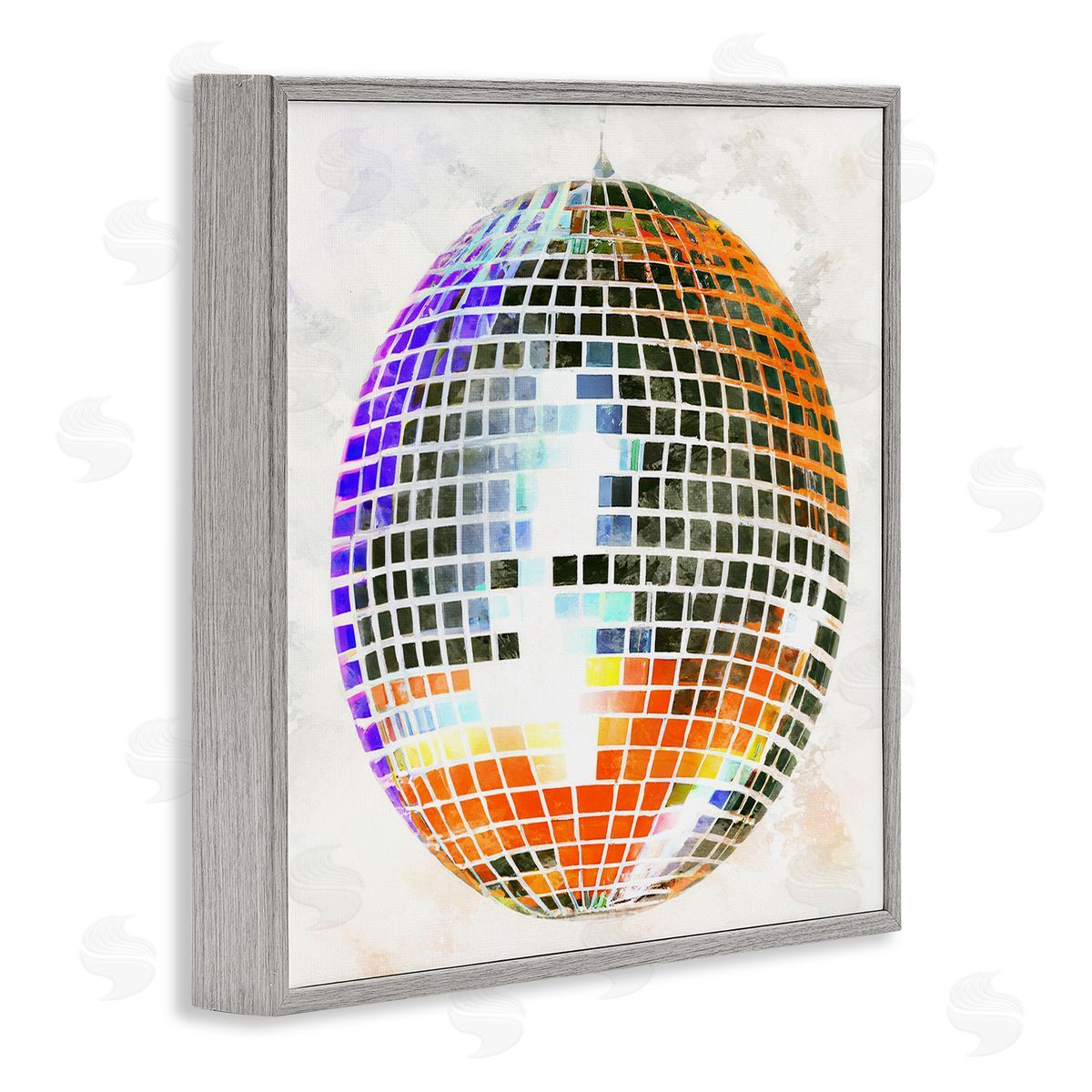Ziwei Li Vivid Disco Ball Pattern Gray Framed Glicee Wall Art Print