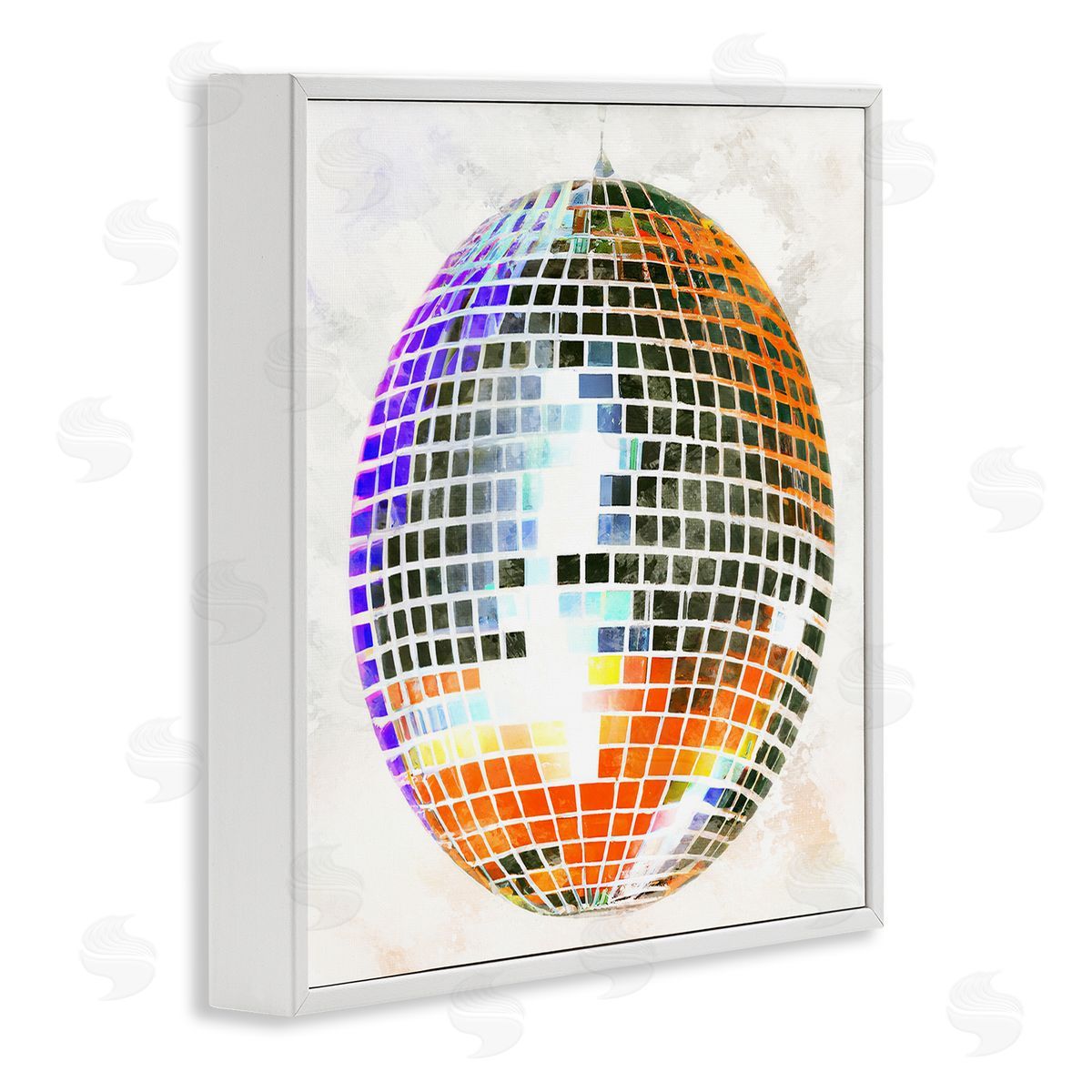 Ziwei Li Vivid Disco Ball Pattern White Framed Glicee Wall Art Print