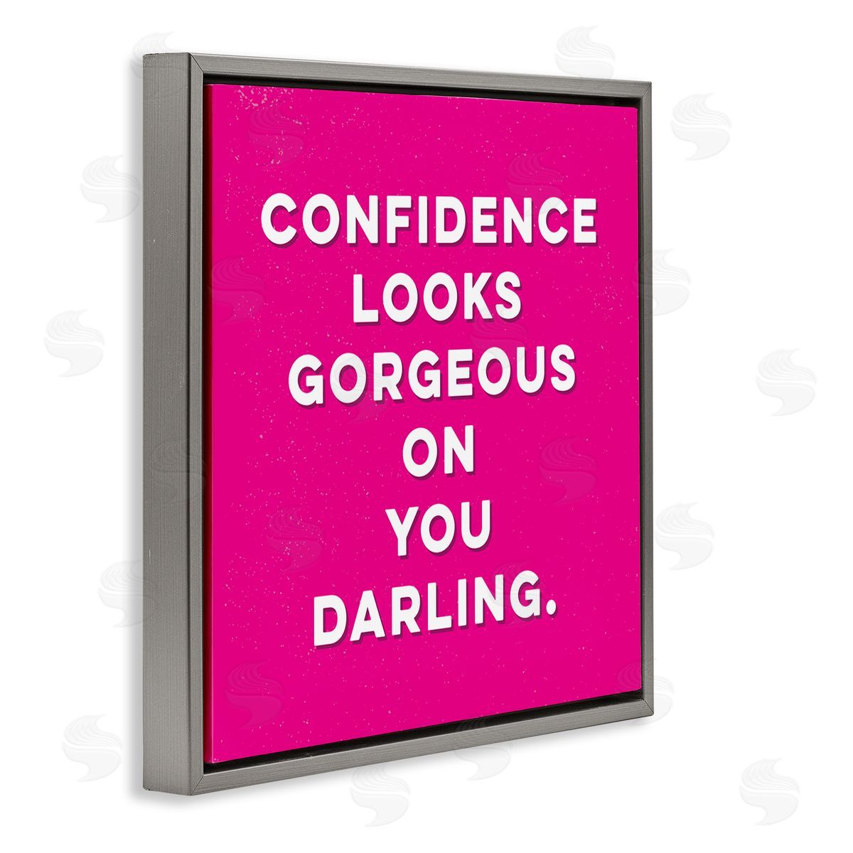 K. Kaufman Confidence Gorgeous On You Phrase Gray Floating Frame Canvas Wall Art Print