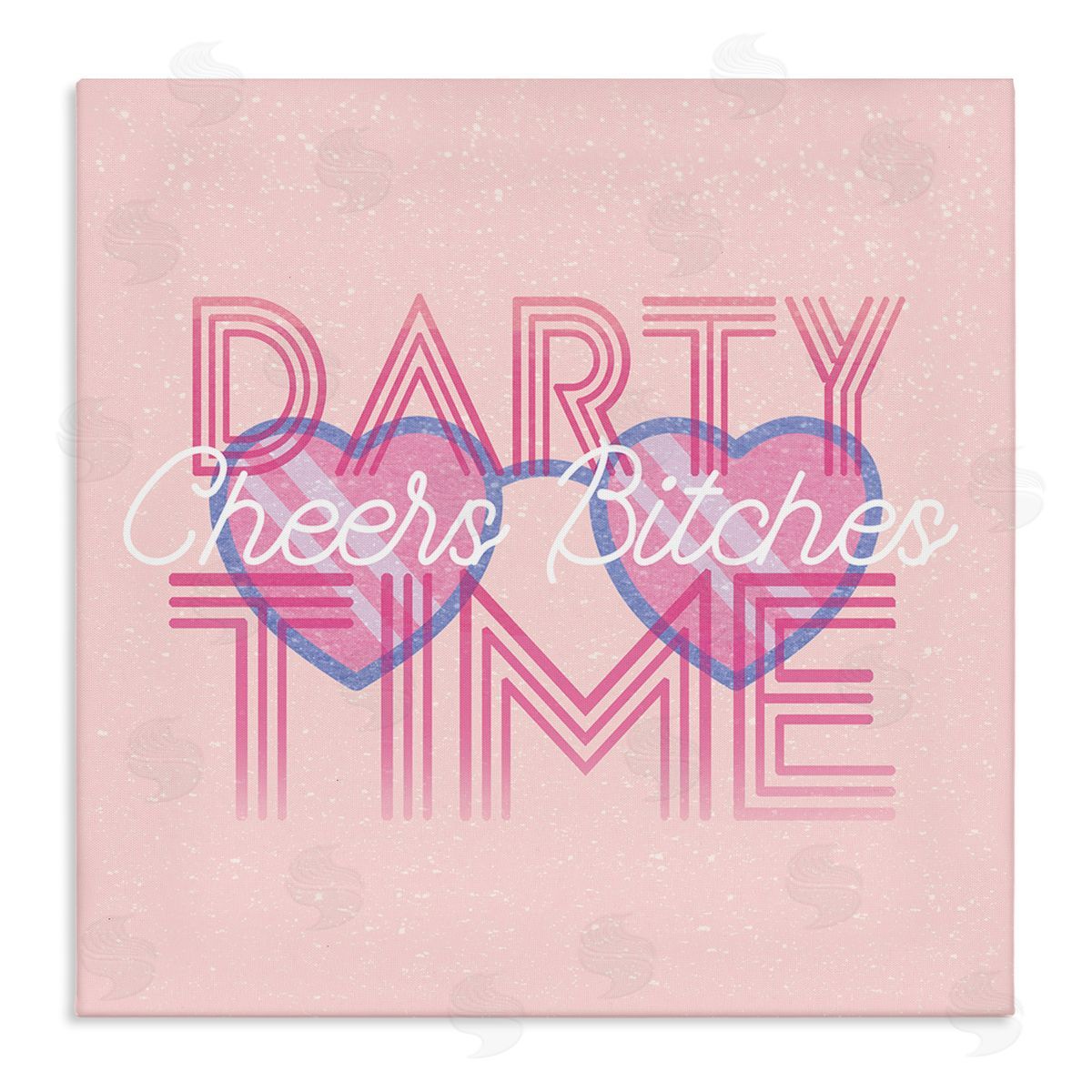Stupell Studio Cheers Party Time Pink Phrase Stretched Canvas Wall Art Print