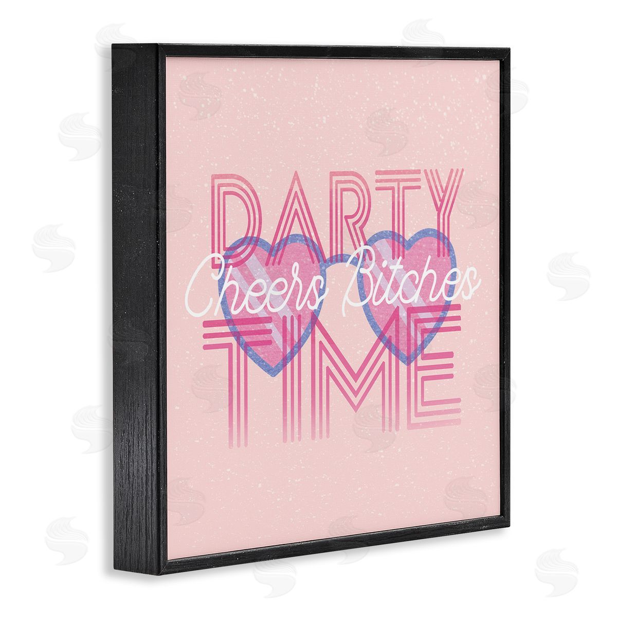 Stupell Studio Cheers Party Time Pink Phrase Black Framed Glicee Wall Art Print