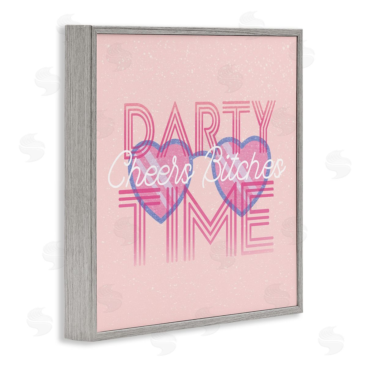 Stupell Studio Cheers Party Time Pink Phrase Gray Framed Glicee Wall Art Print
