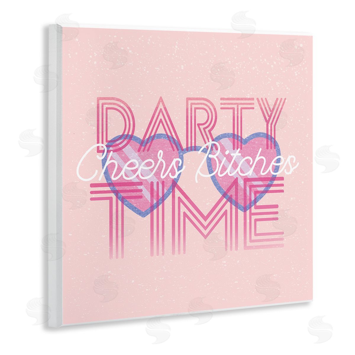 Stupell Studio Cheers Party Time Pink Phrase Wooden Wall Plaque Art Print