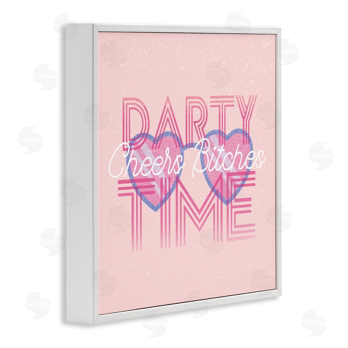 Stupell Studio Cheers Party Time Pink Phrase White Framed Glicee Wall Art Print
