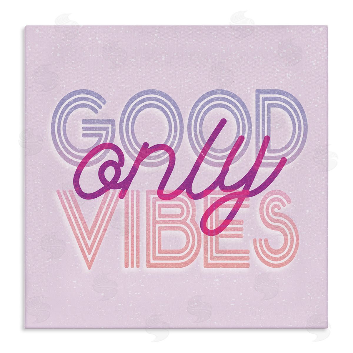 Stupell Studio Good Vibes Only Retro Text Stretched Canvas Wall Art Print
