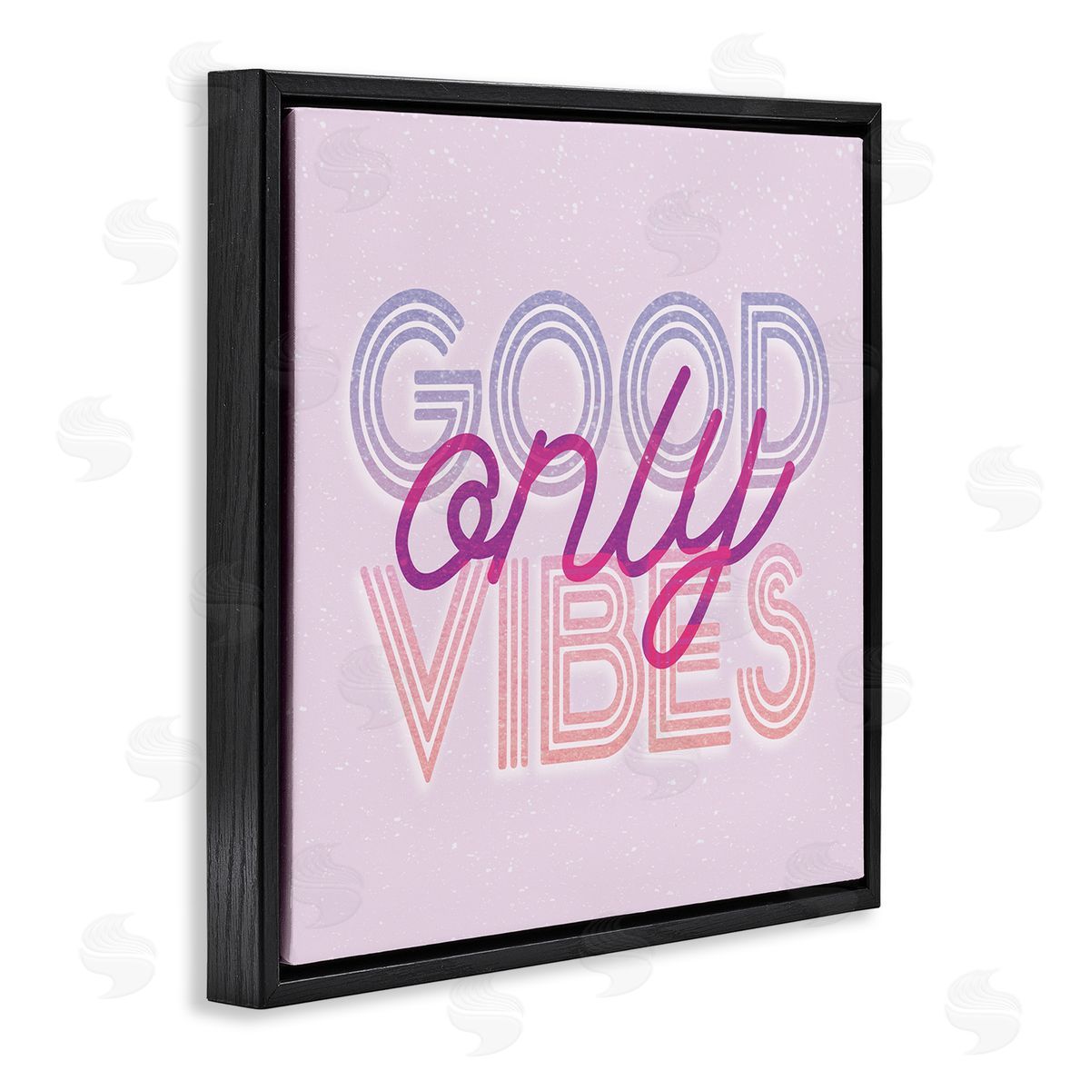 Stupell Studio Good Vibes Only Retro Text Black Floating Frame Canvas Wall Art Print