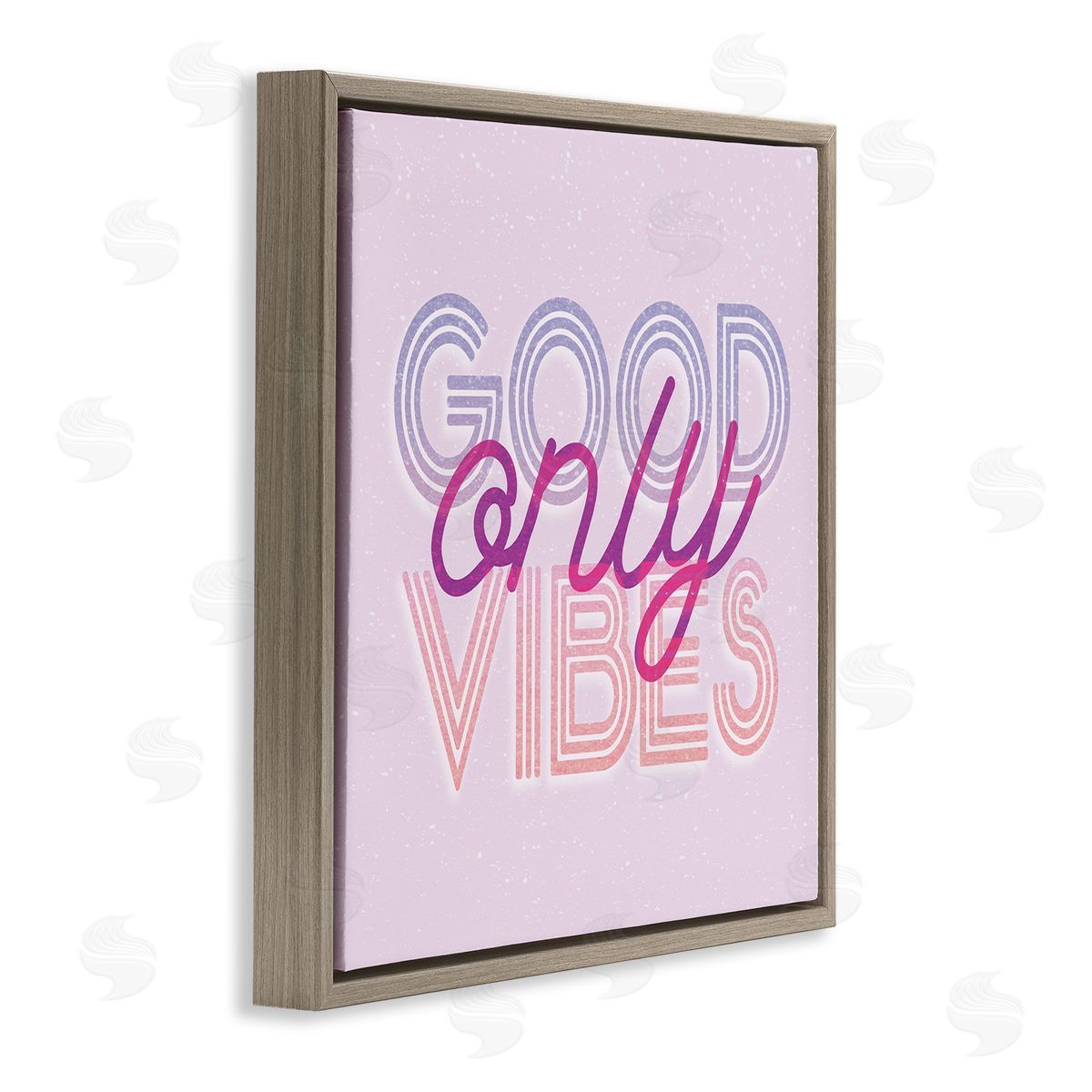 Stupell Studio Good Vibes Only Retro Text Brown Floating Frame Canvas Wall Art Print