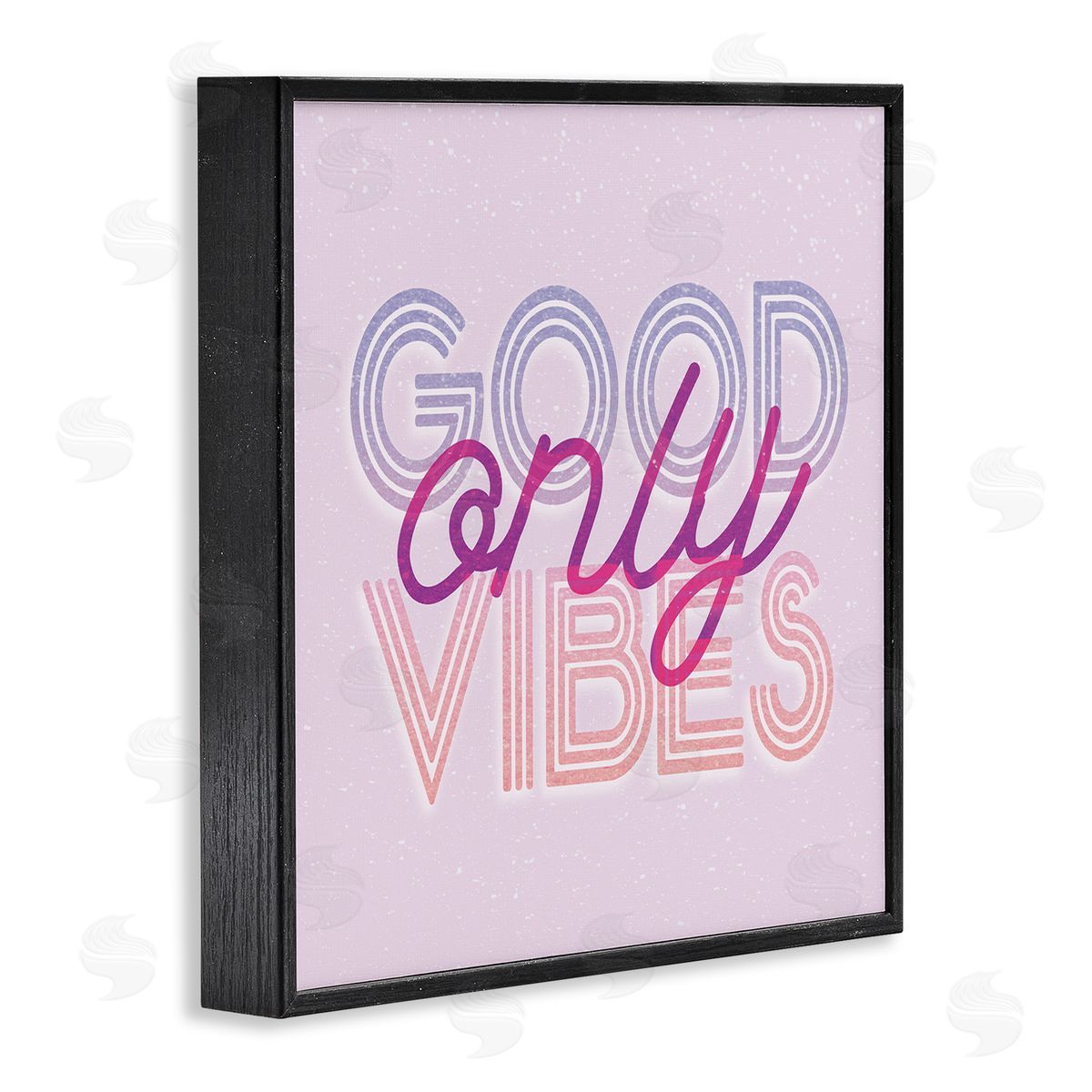 Stupell Studio Good Vibes Only Retro Text Black Framed Glicee Wall Art Print
