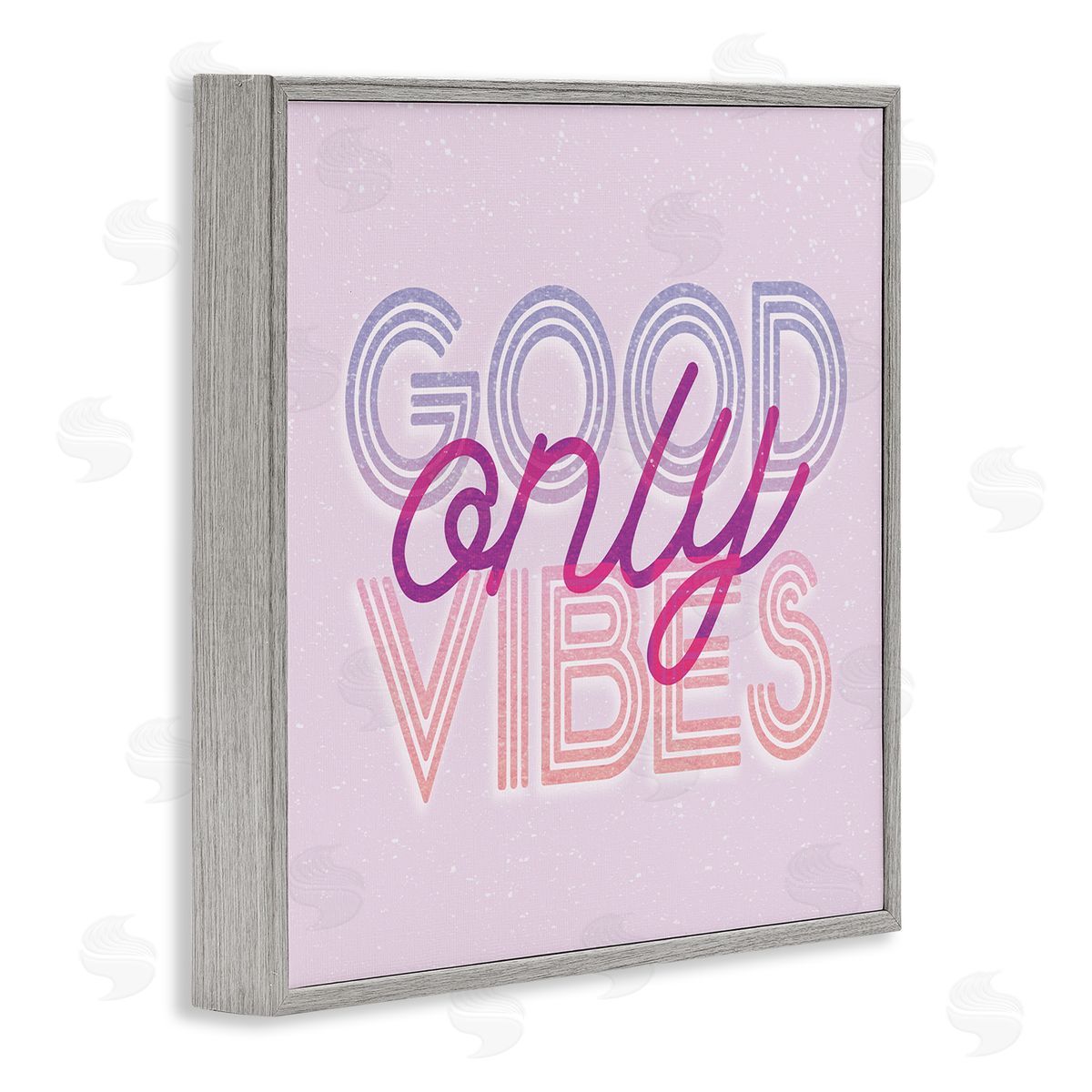 Stupell Studio Good Vibes Only Retro Text Gray Framed Glicee Wall Art Print