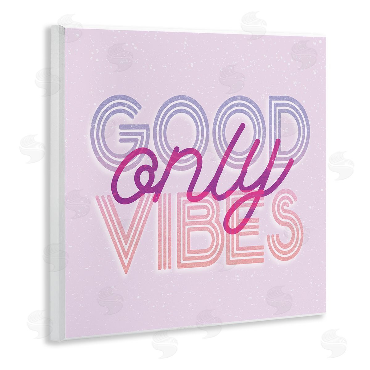 Stupell Studio Good Vibes Only Retro Text Wooden Wall Plaque Art Print