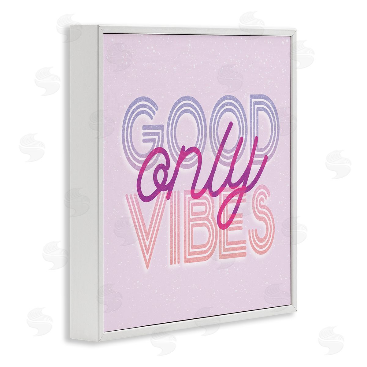 Stupell Studio Good Vibes Only Retro Text White Framed Glicee Wall Art Print