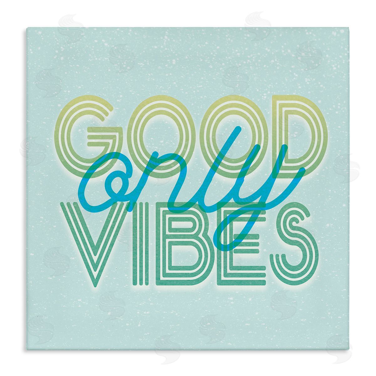 Stupell Studio Good Vibes Only Blue Retro Stretched Canvas Wall Art Print