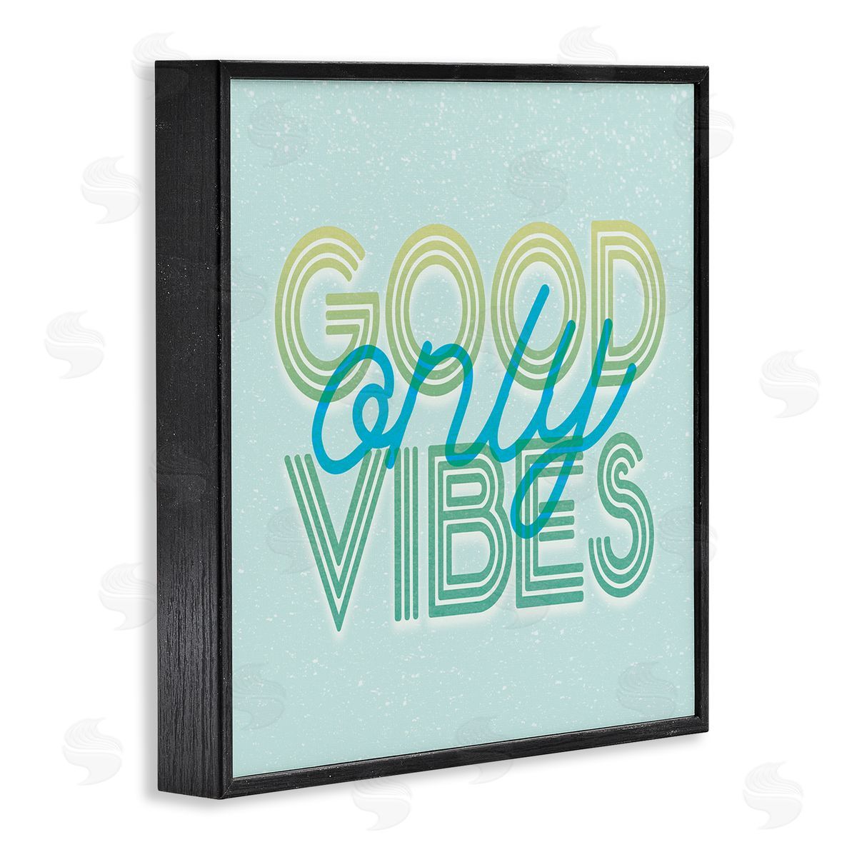 Stupell Studio Good Vibes Only Blue Retro Black Framed Glicee Wall Art Print