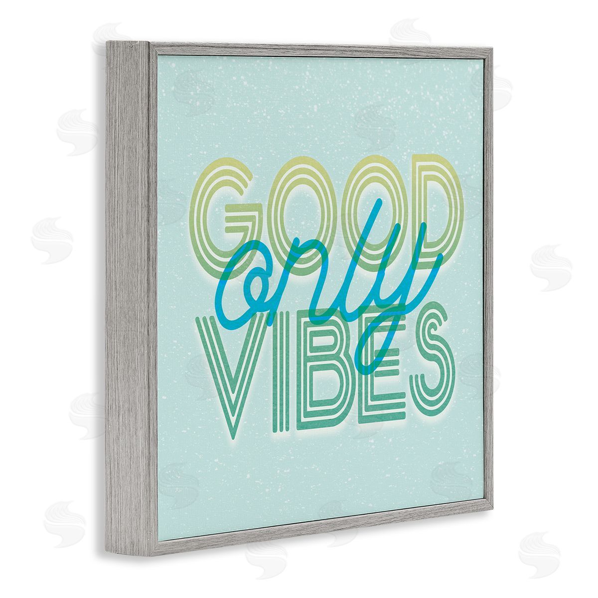 Stupell Studio Good Vibes Only Blue Retro Gray Framed Glicee Wall Art Print