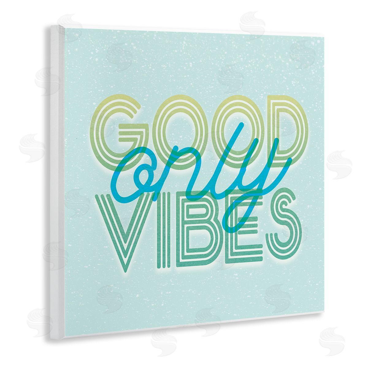 Stupell Studio Good Vibes Only Blue Retro Wooden Wall Plaque Art Print