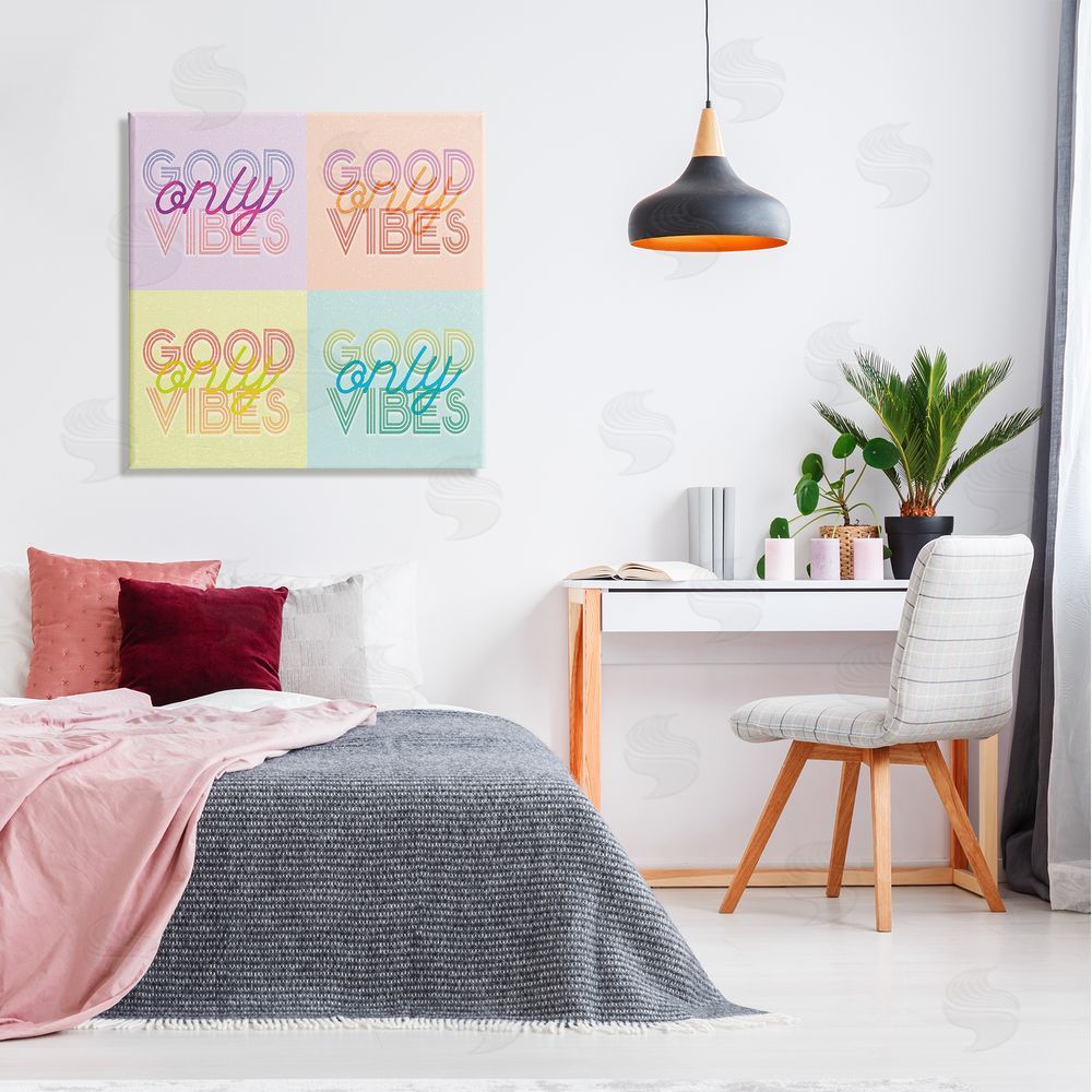 Stupell Studio Pop Style Good Vibes Only Canvas Wall Art in Room