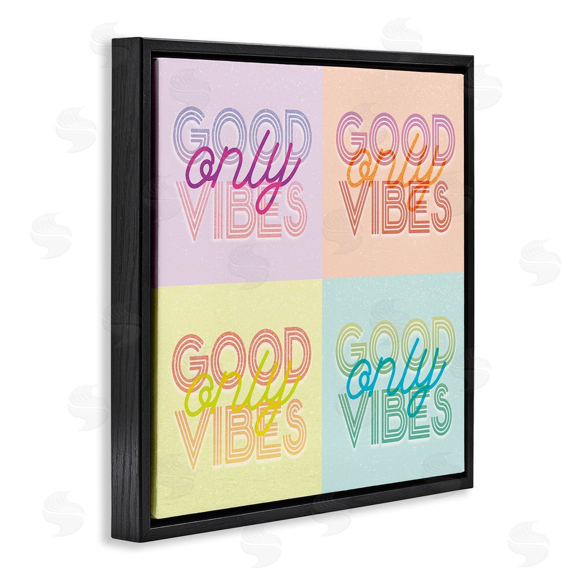 Stupell Studio Pop Style Good Vibes Only Black Floating Frame Canvas Wall Art Print