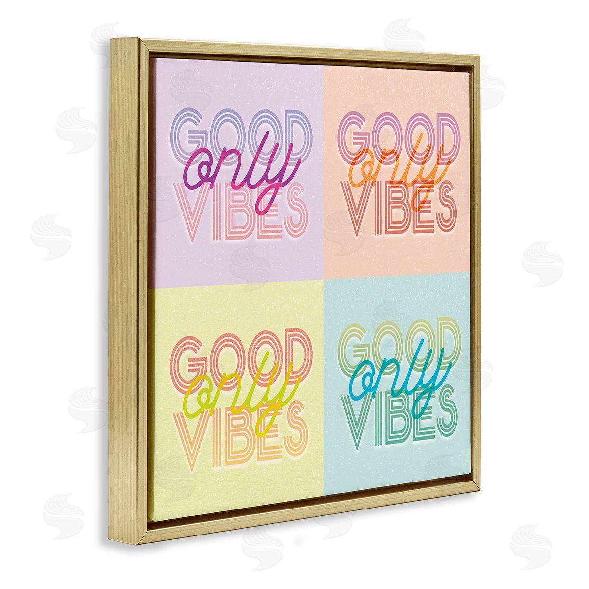 Stupell Studio Pop Style Good Vibes Only Gold Floating Frame Canvas Wall Art Print