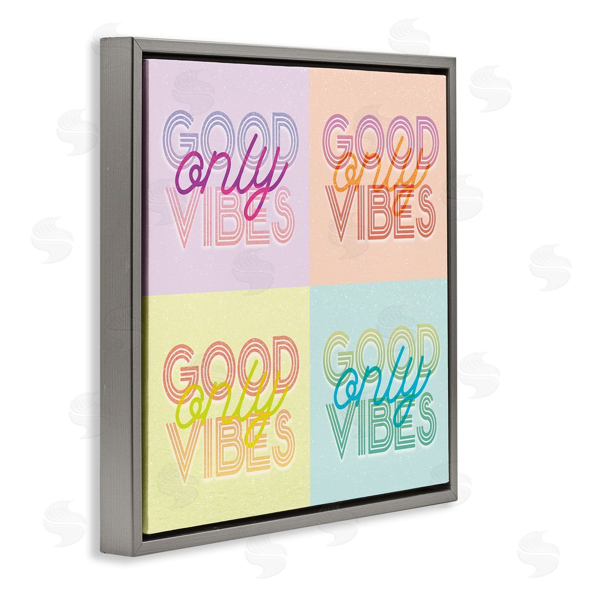 Stupell Studio Pop Style Good Vibes Only Gray Floating Frame Canvas Wall Art Print