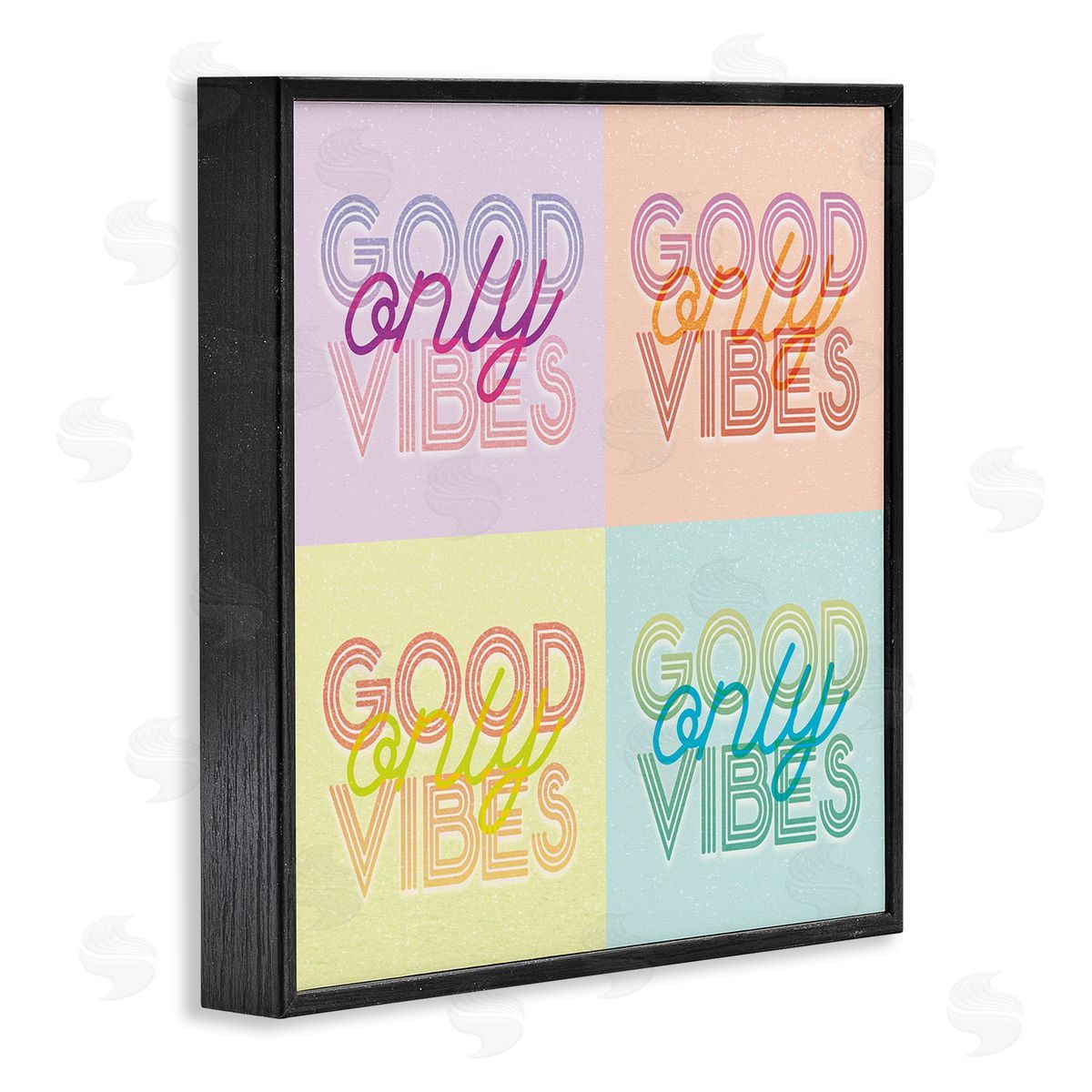 Stupell Studio Pop Style Good Vibes Only Black Framed Glicee Wall Art Print