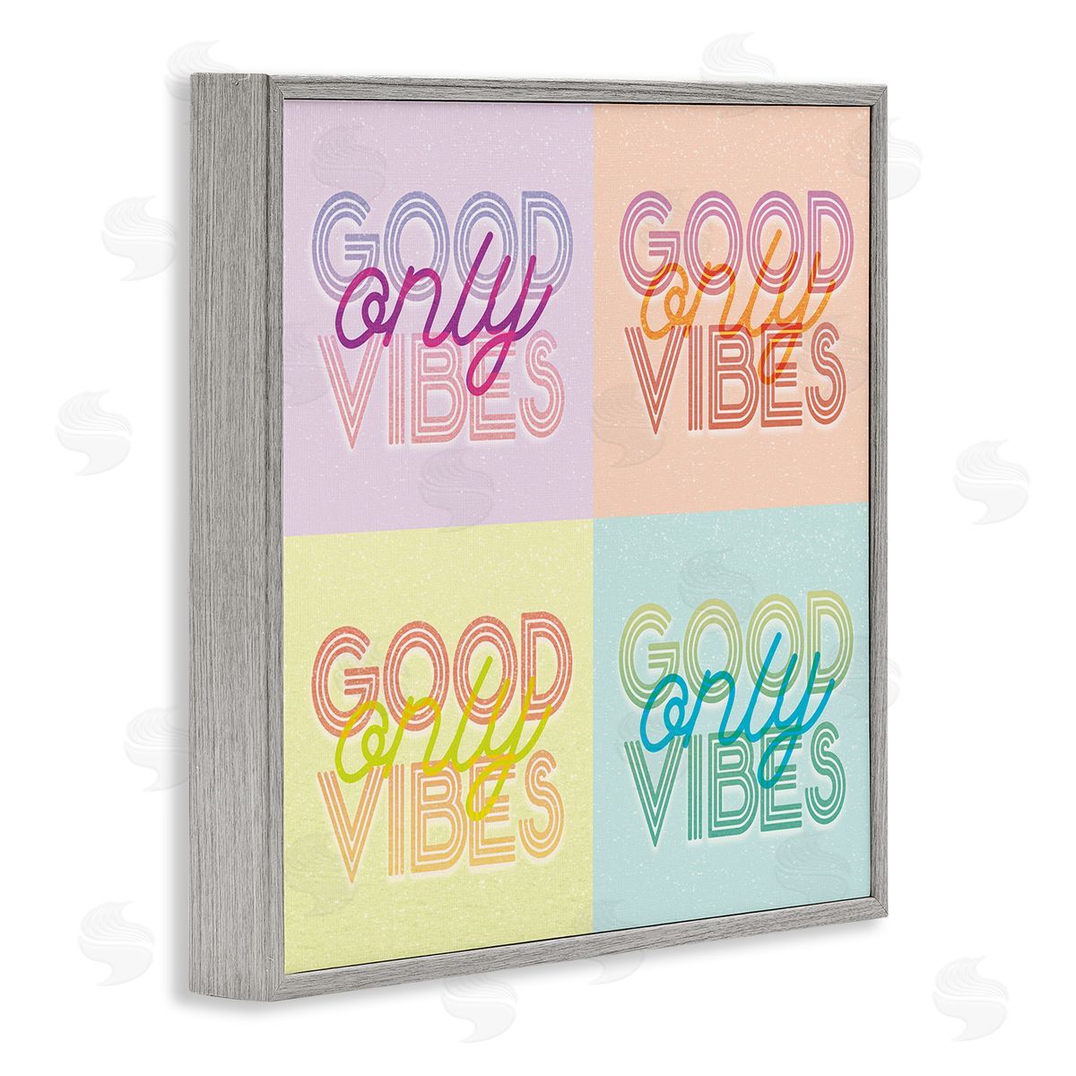 Stupell Studio Pop Style Good Vibes Only Gray Framed Glicee Wall Art Print
