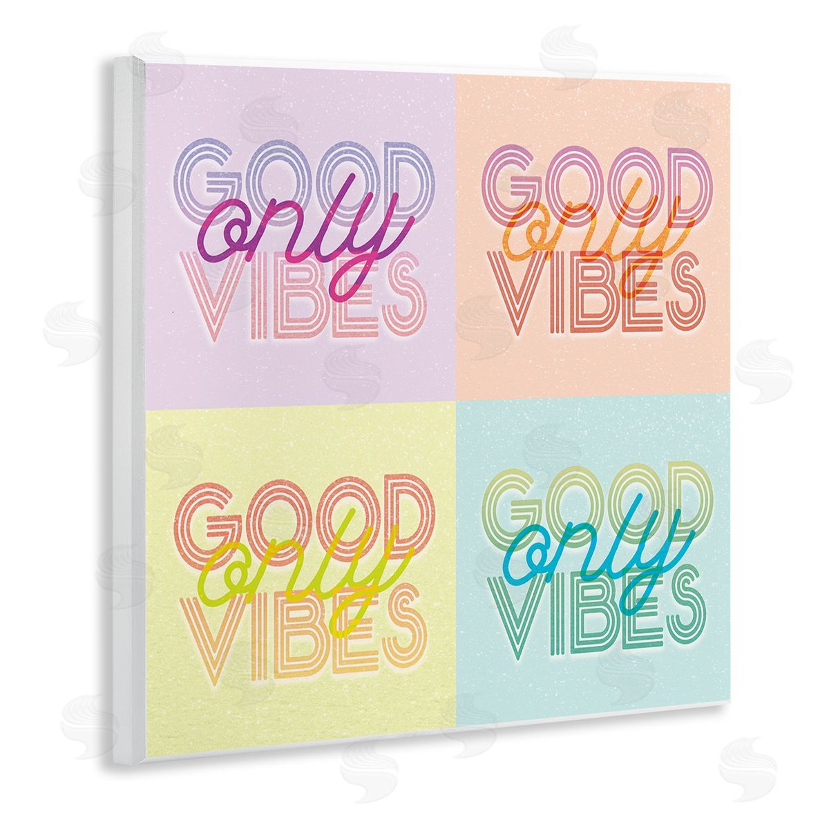 Stupell Studio Pop Style Good Vibes Only Wooden Wall Plaque Art Print