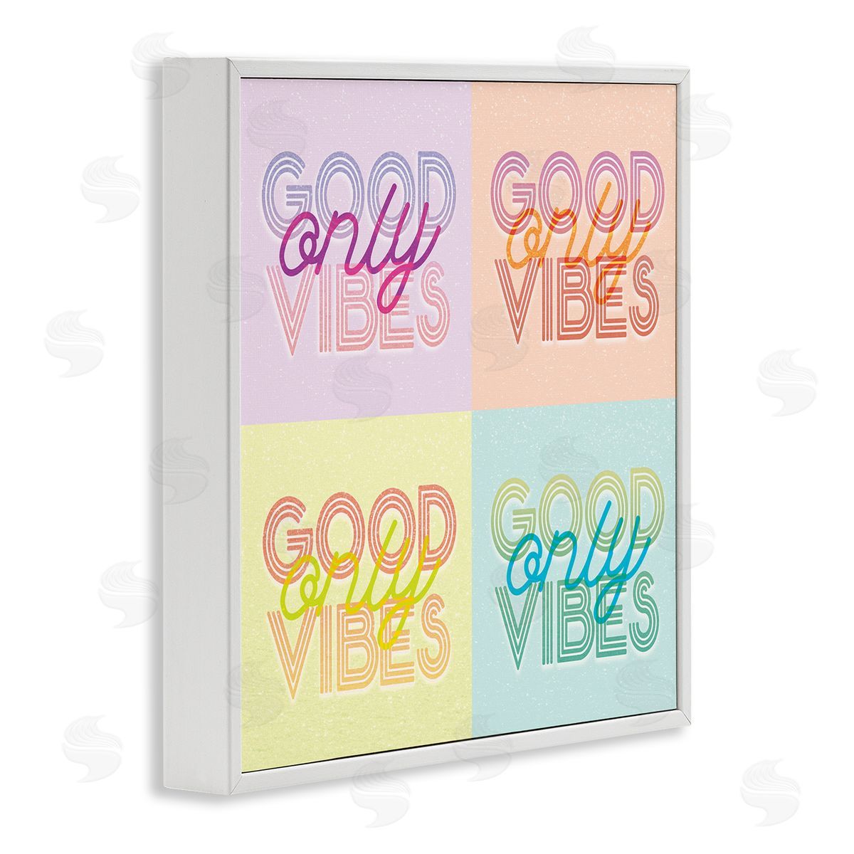 Stupell Studio Pop Style Good Vibes Only White Framed Glicee Wall Art Print