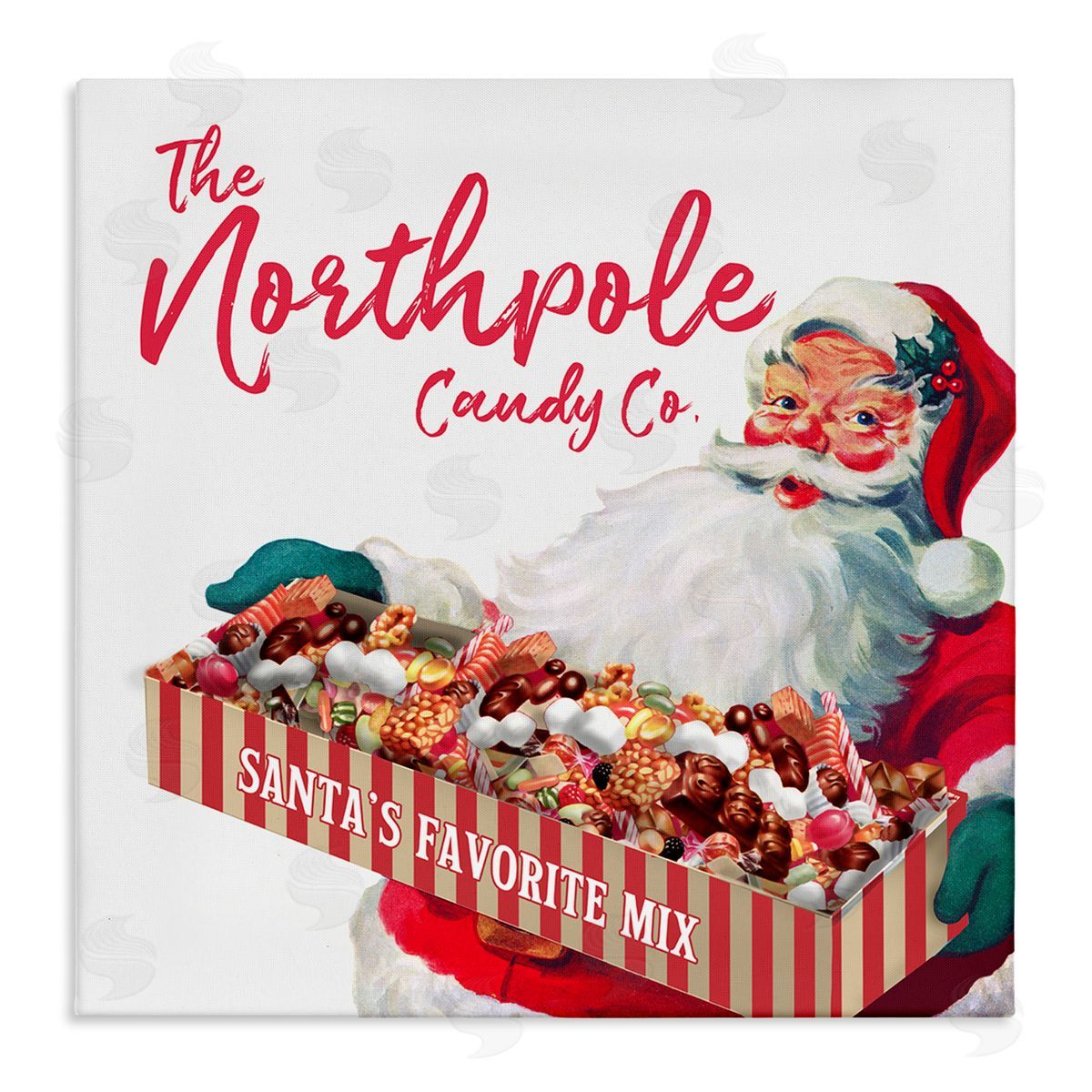 The Saturday Evening Post Vintage Northpole Candy Santa Claus Stretched Canvas Wall Art Print