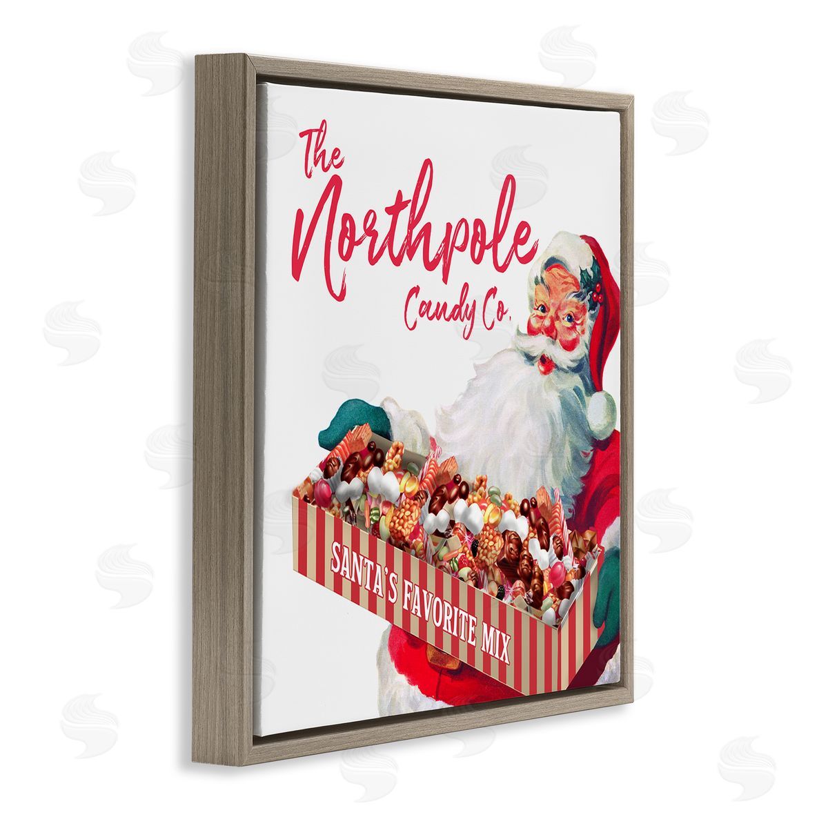 The Saturday Evening Post Vintage Northpole Candy Santa Claus Brown Floating Frame Canvas Wall Art Print