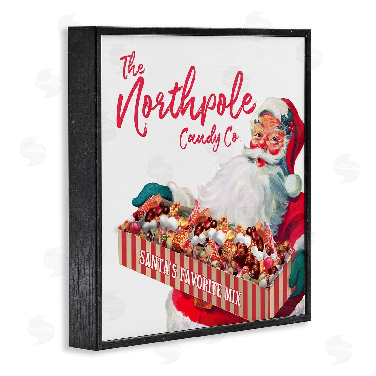 The Saturday Evening Post Vintage Northpole Candy Santa Claus Black Framed Glicee Wall Art Print