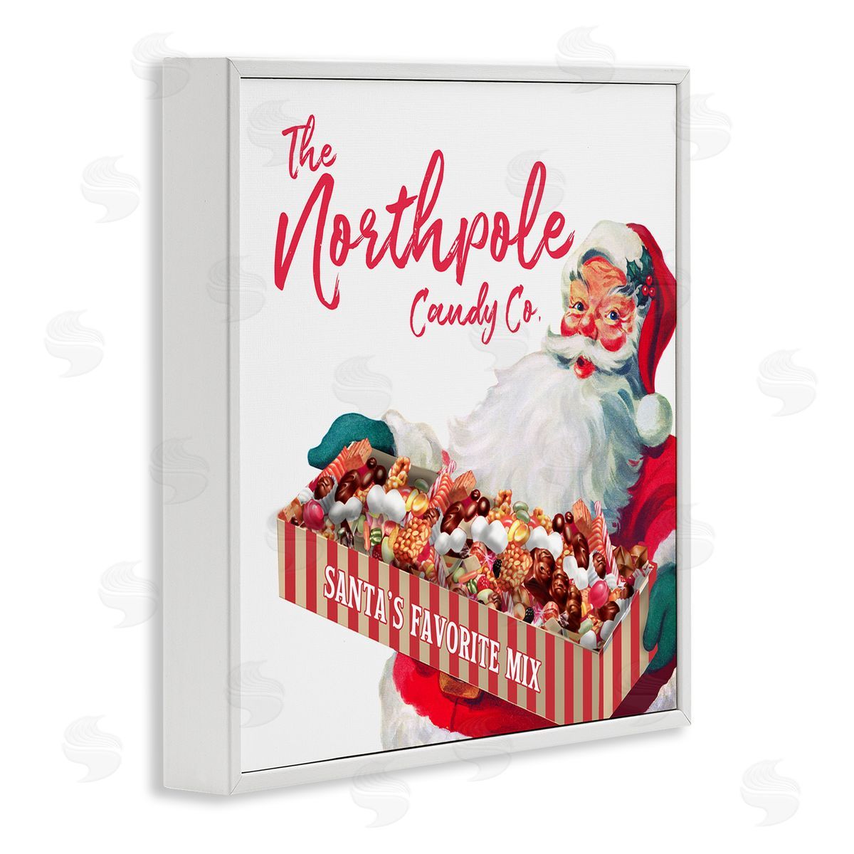 The Saturday Evening Post Vintage Northpole Candy Santa Claus White Framed Glicee Wall Art Print
