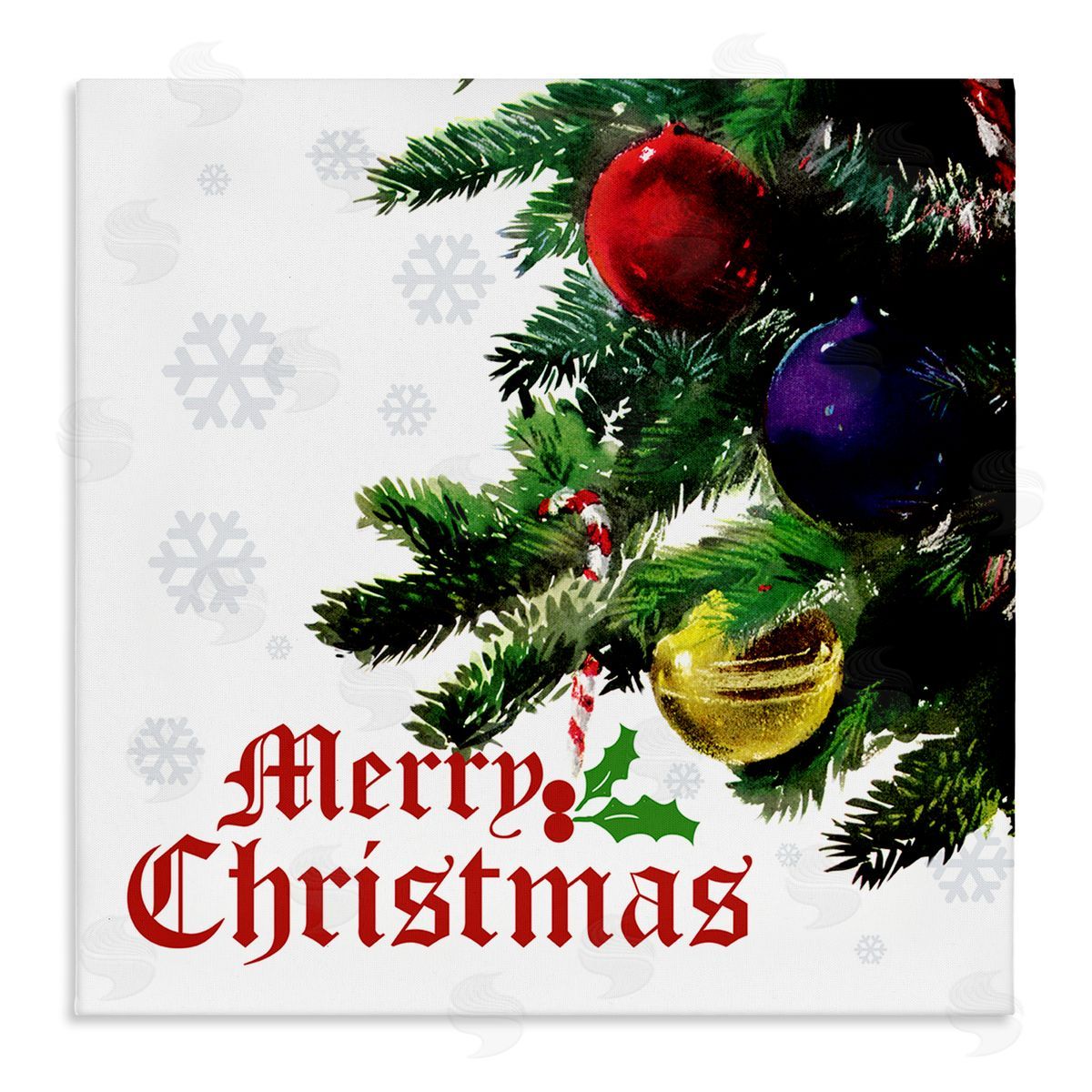 The Saturday Evening Post Merry Christmas Snowflake Pattern Stretched Canvas Wall Art Print