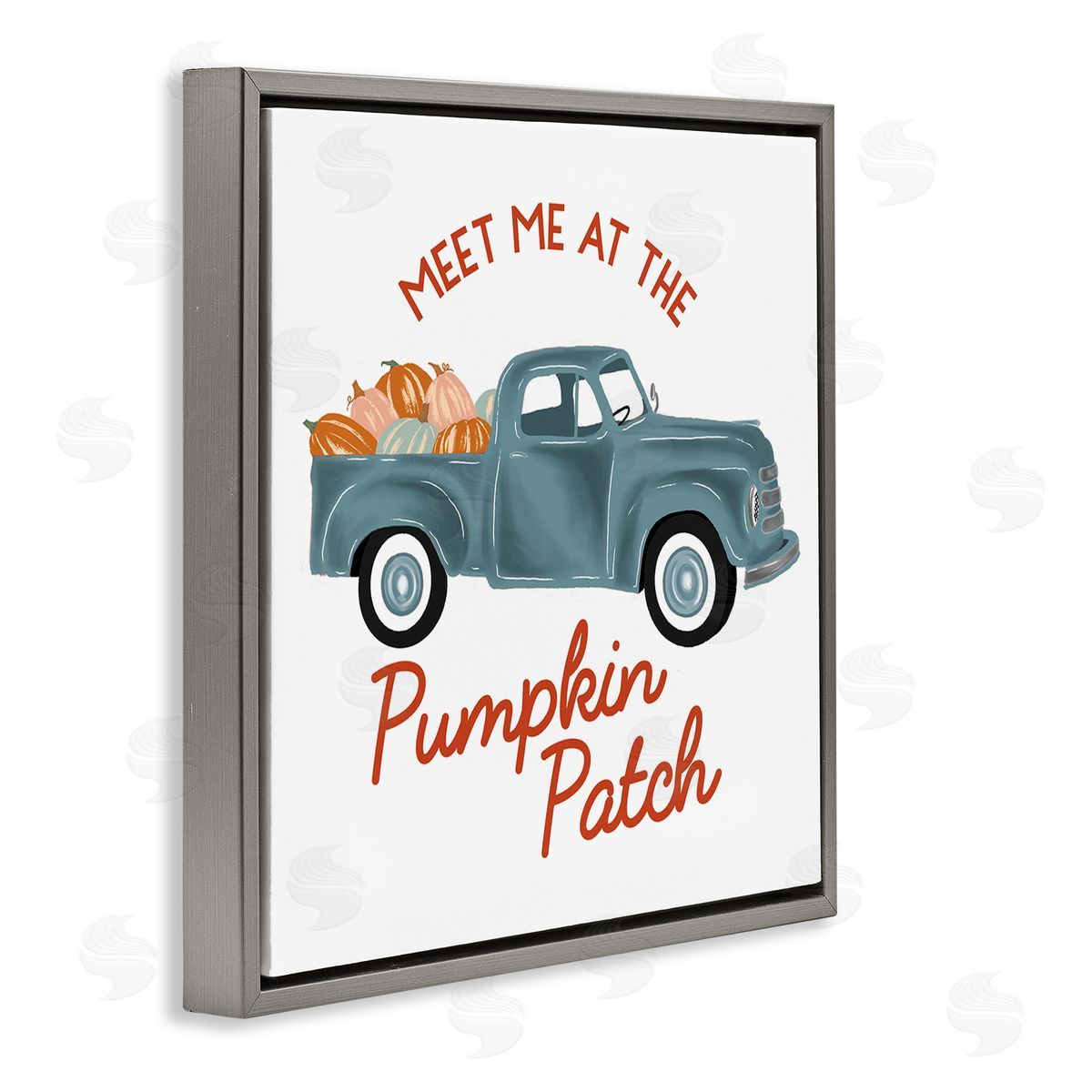 The Saturday Evening Post Seasonal Meet Me Pumpkin Patch  Gray Floating Frame Canvas Wall Art Print