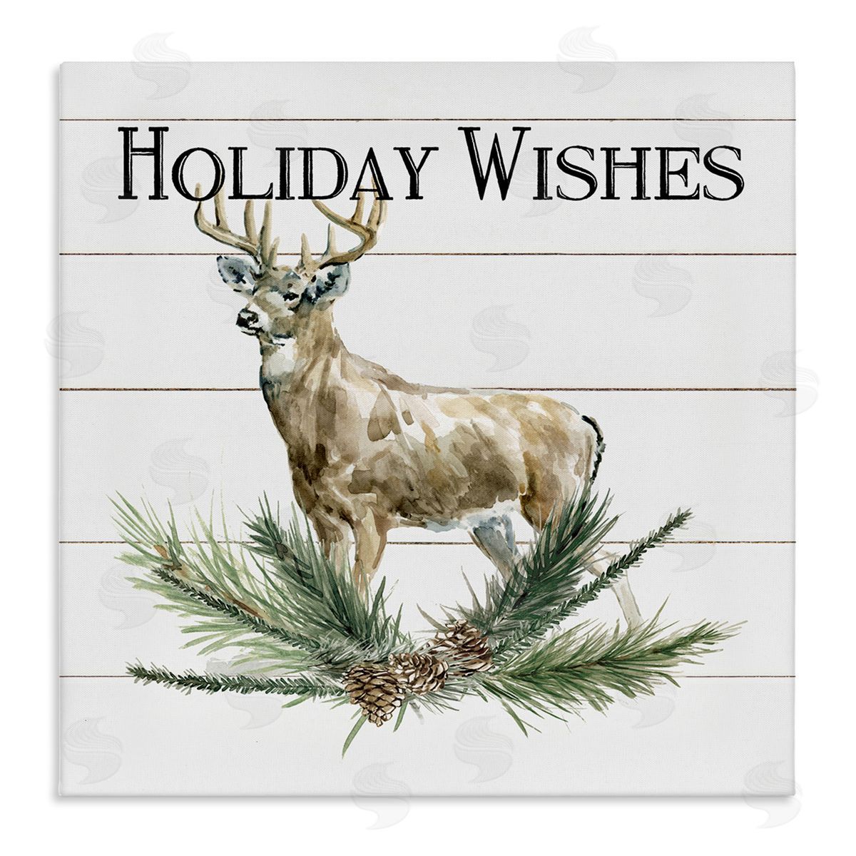 Carol Robinson Holiday Wishes Seasonal Deer Stretched Canvas Wall Art Print