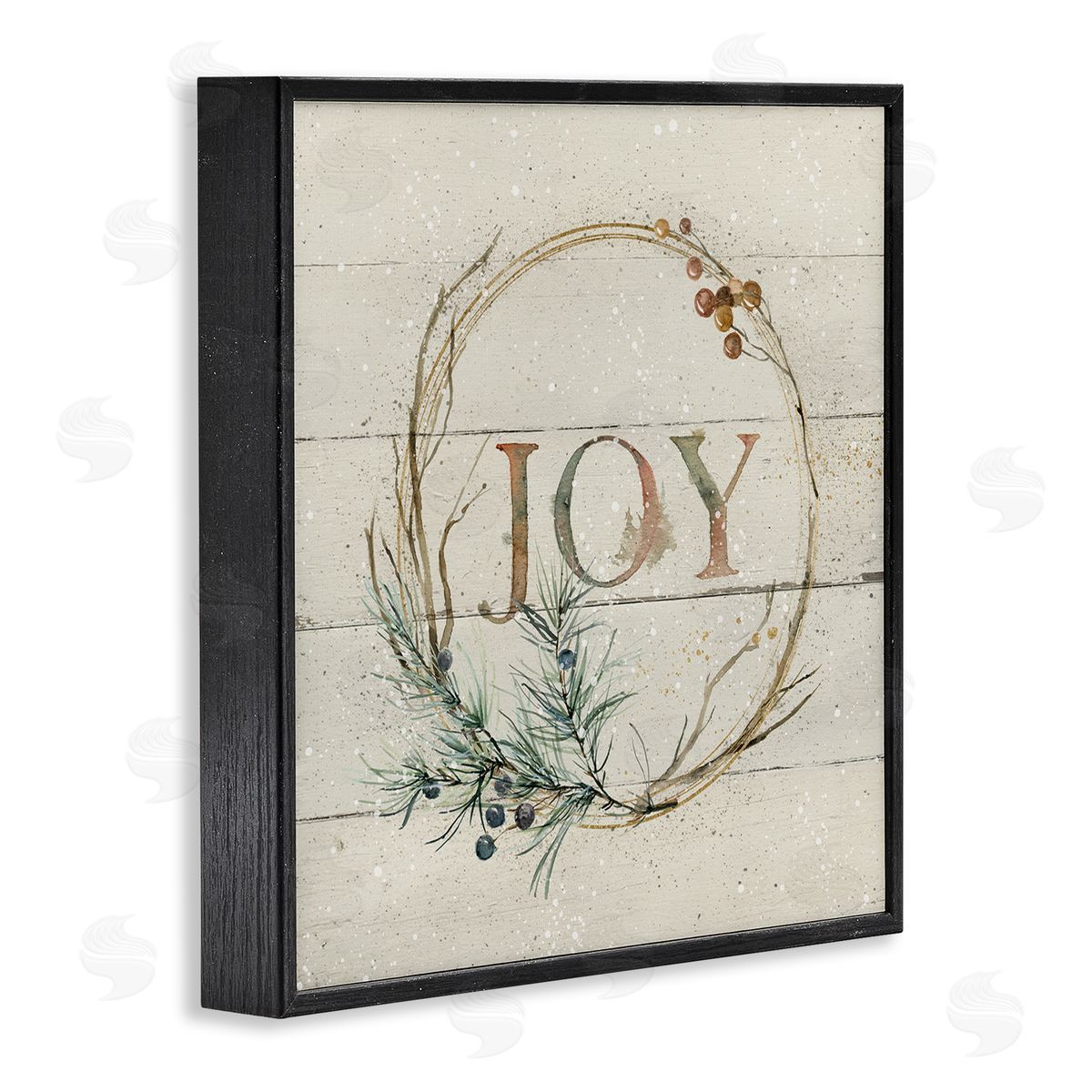 Carol Robinson Seasonal Winter Joy Wreath Black Framed Glicee Wall Art Print