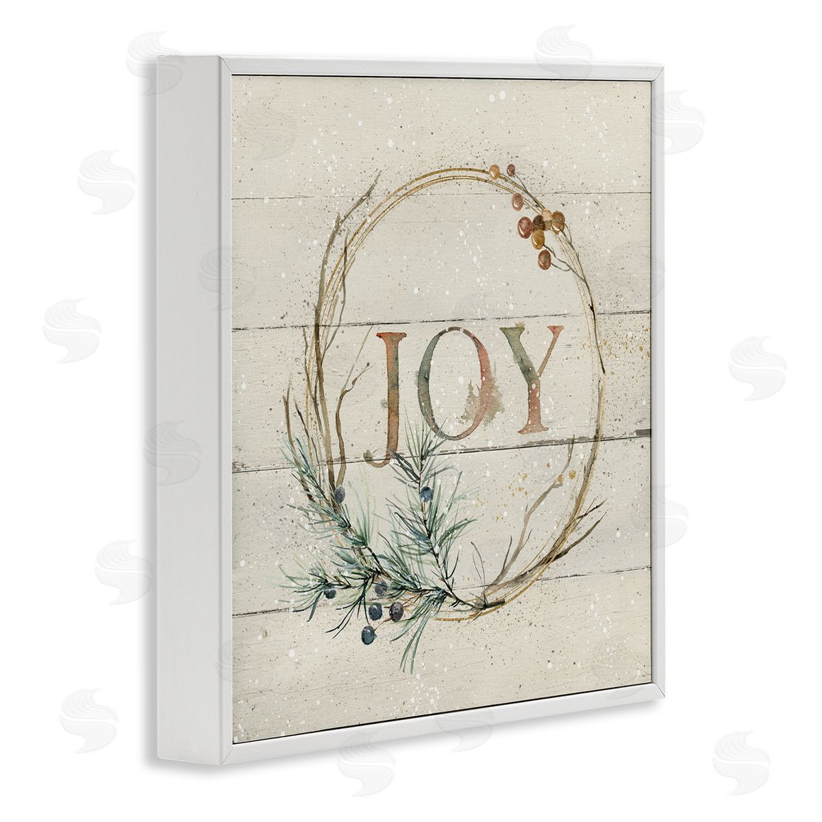 Carol Robinson Seasonal Winter Joy Wreath White Framed Glicee Wall Art Print