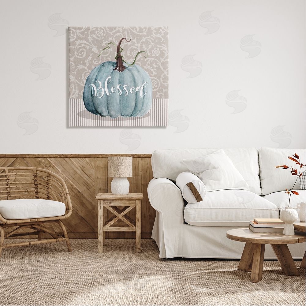 Livi Finn Seasonal Blessed Pumpkin Patterned Canvas Wall Art in Room