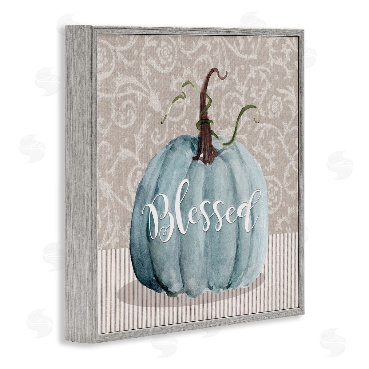 Livi Finn Seasonal Blessed Pumpkin Patterned Gray Framed Glicee Wall Art Print