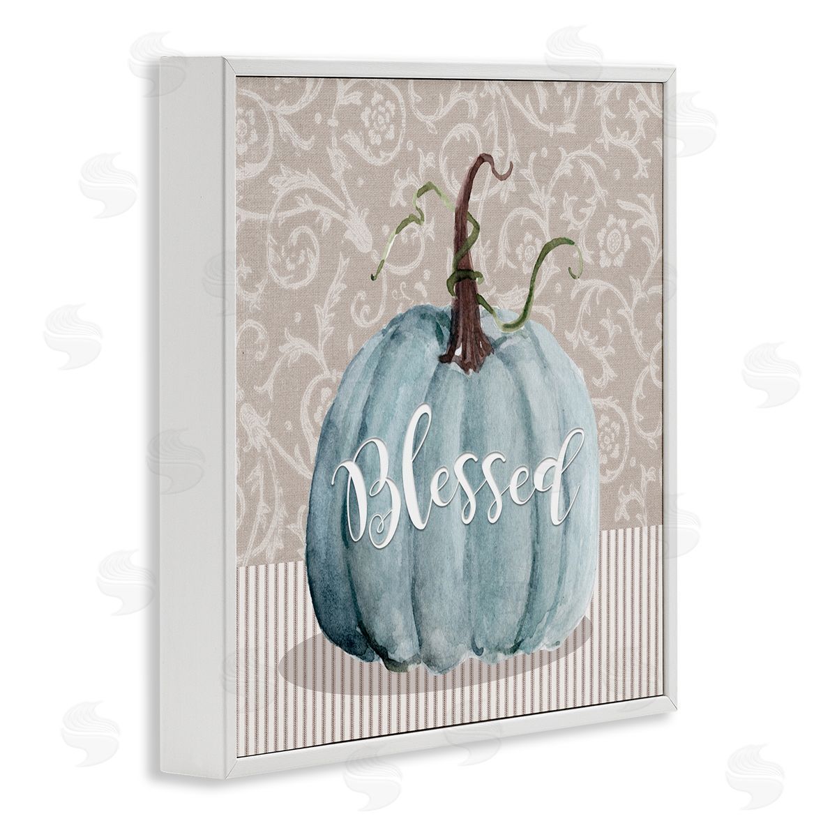 Livi Finn Seasonal Blessed Pumpkin Patterned White Framed Glicee Wall Art Print