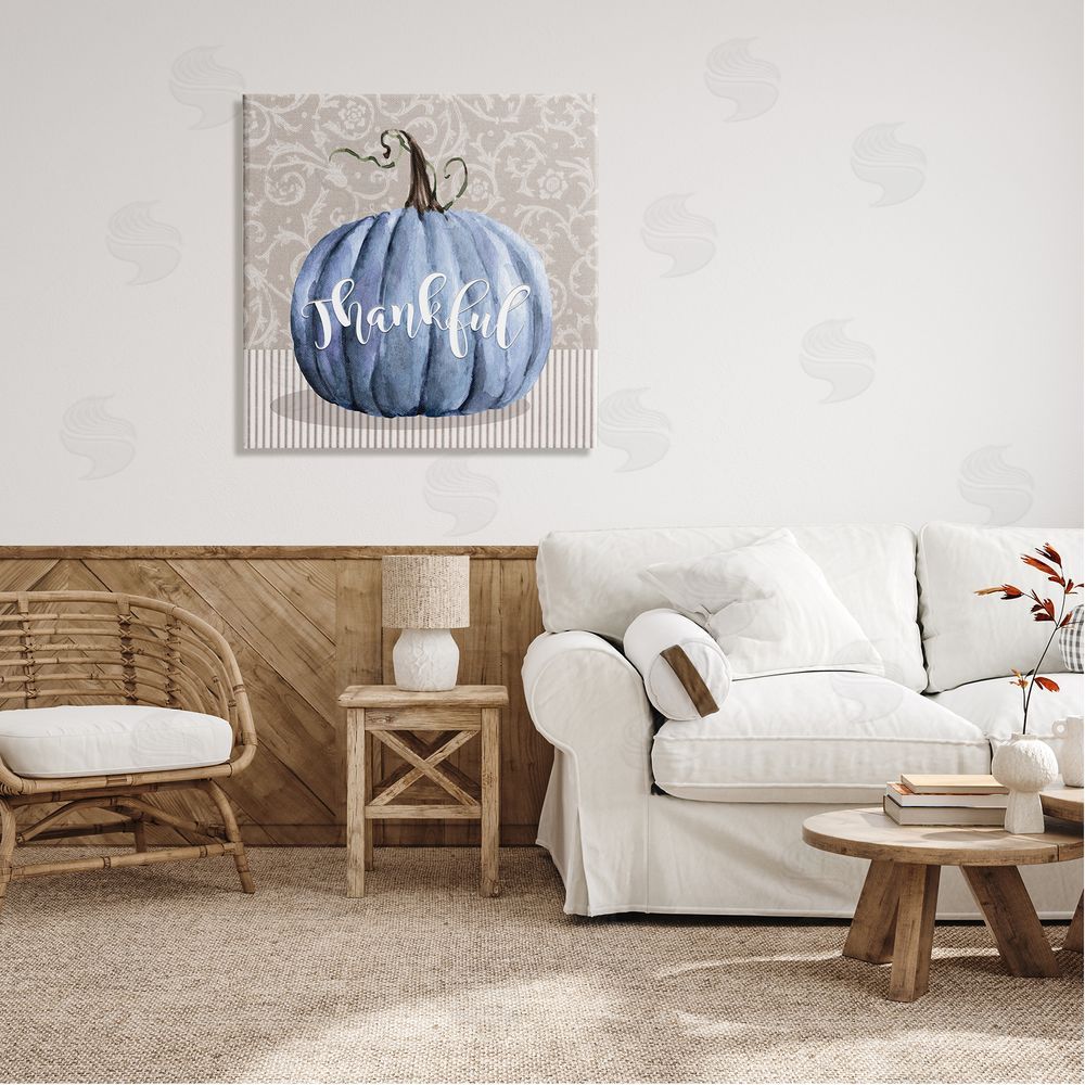 Livi Finn Thankful Patterned Fall Pumpkin Canvas Wall Art in Room