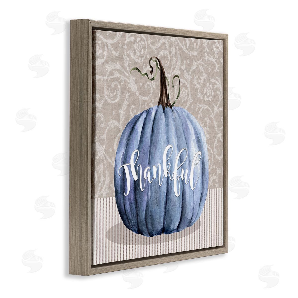 Livi Finn Thankful Patterned Fall Pumpkin Brown Floating Frame Canvas Wall Art Print