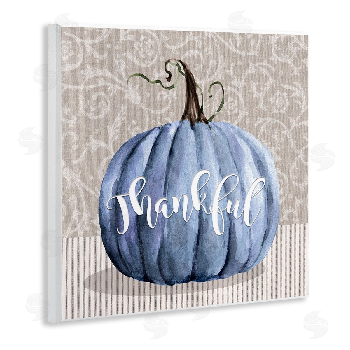 Livi Finn Thankful Patterned Fall Pumpkin Wooden Wall Plaque Art Print
