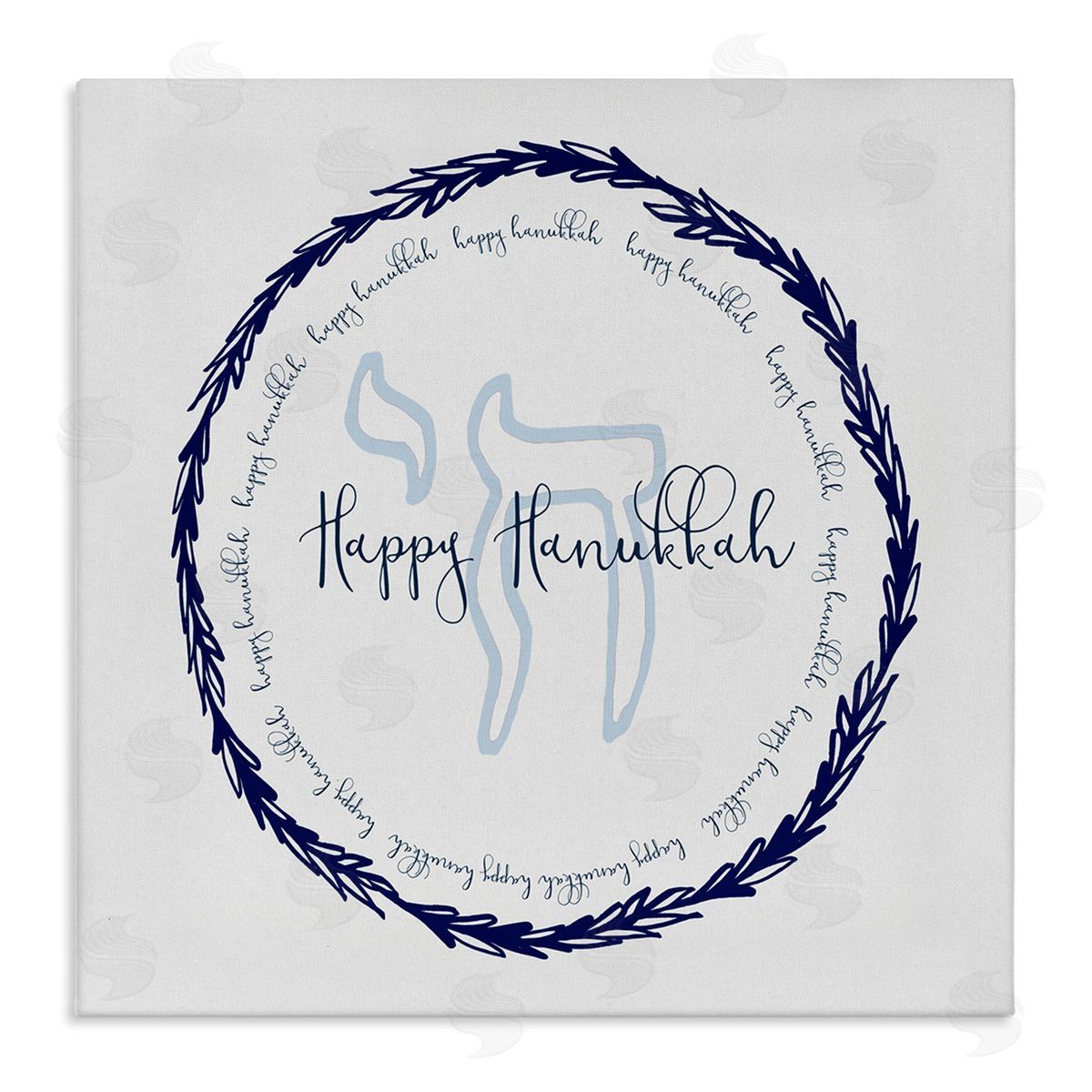 Susan Jill Happy Hanukkah Symbol Wreath Stretched Canvas Wall Art Print
