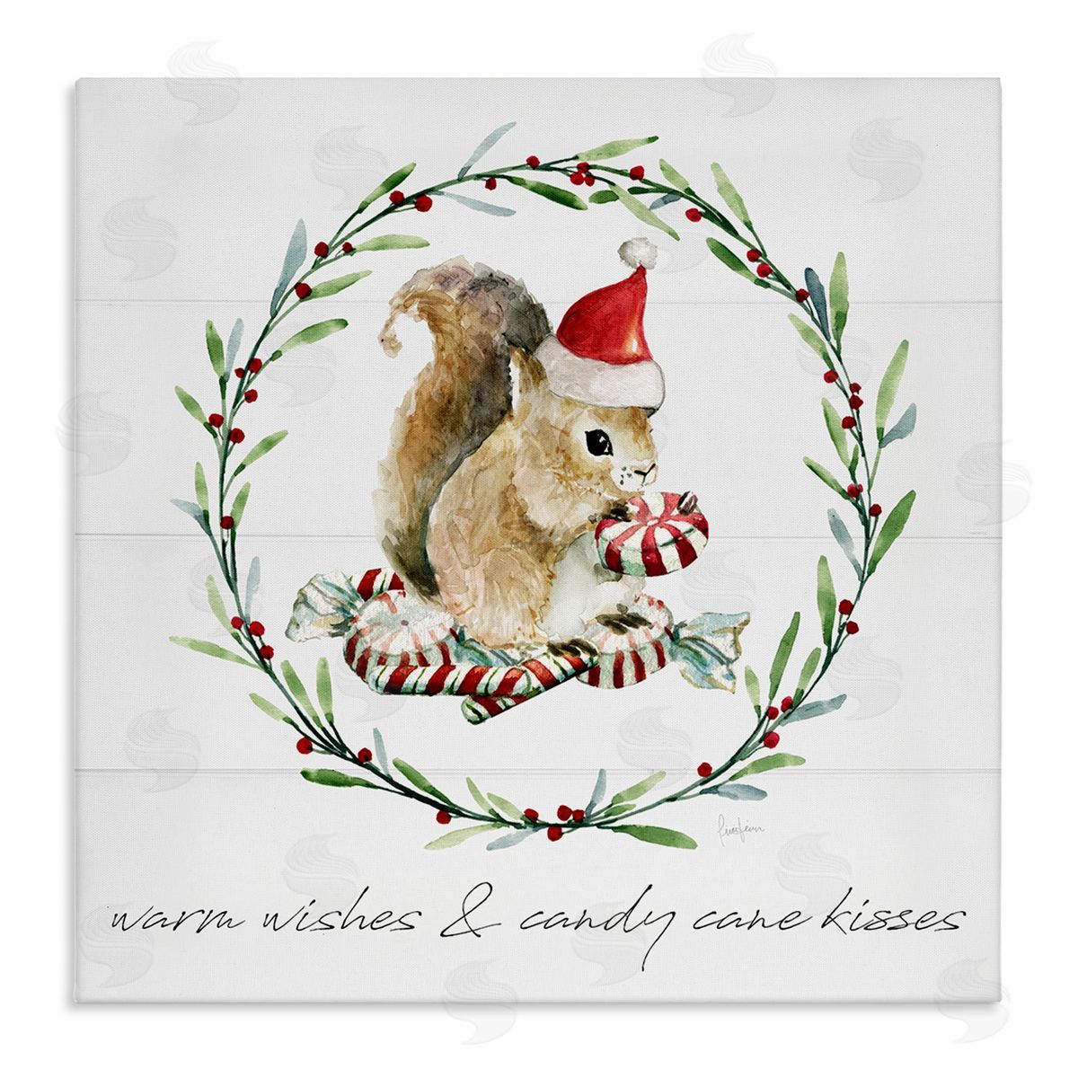 Livi Finn Warm Wishes & Candy Kisses Phrase Stretched Canvas Wall Art Print