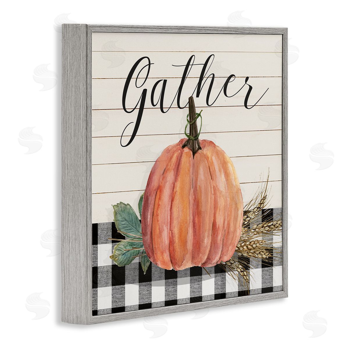 Livi Finn Gather Seasonal Botanical Pumpkin Gray Framed Glicee Wall Art Print