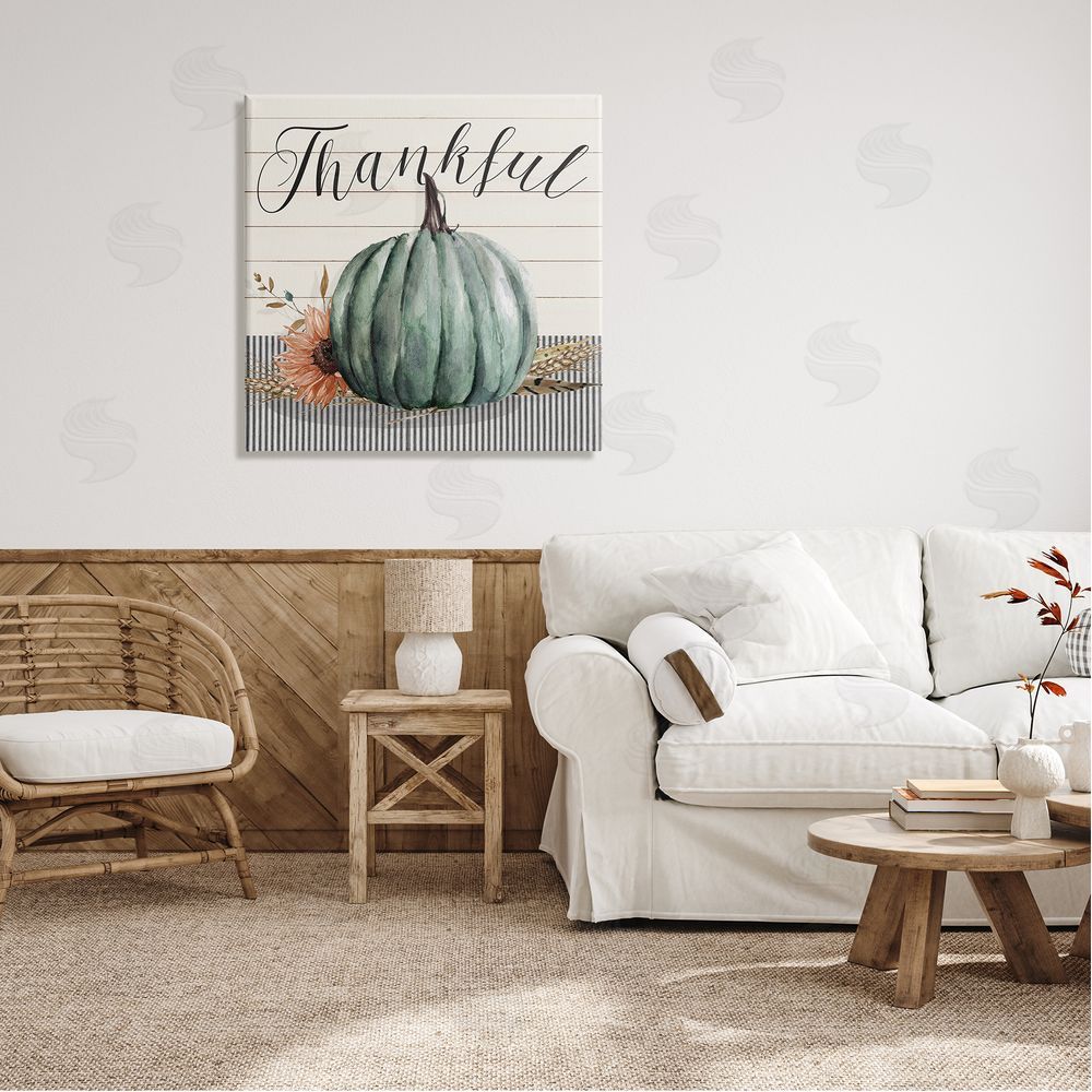 Livi Finn Thankful Autumn Floral Pumpkin  Canvas Wall Art in Room